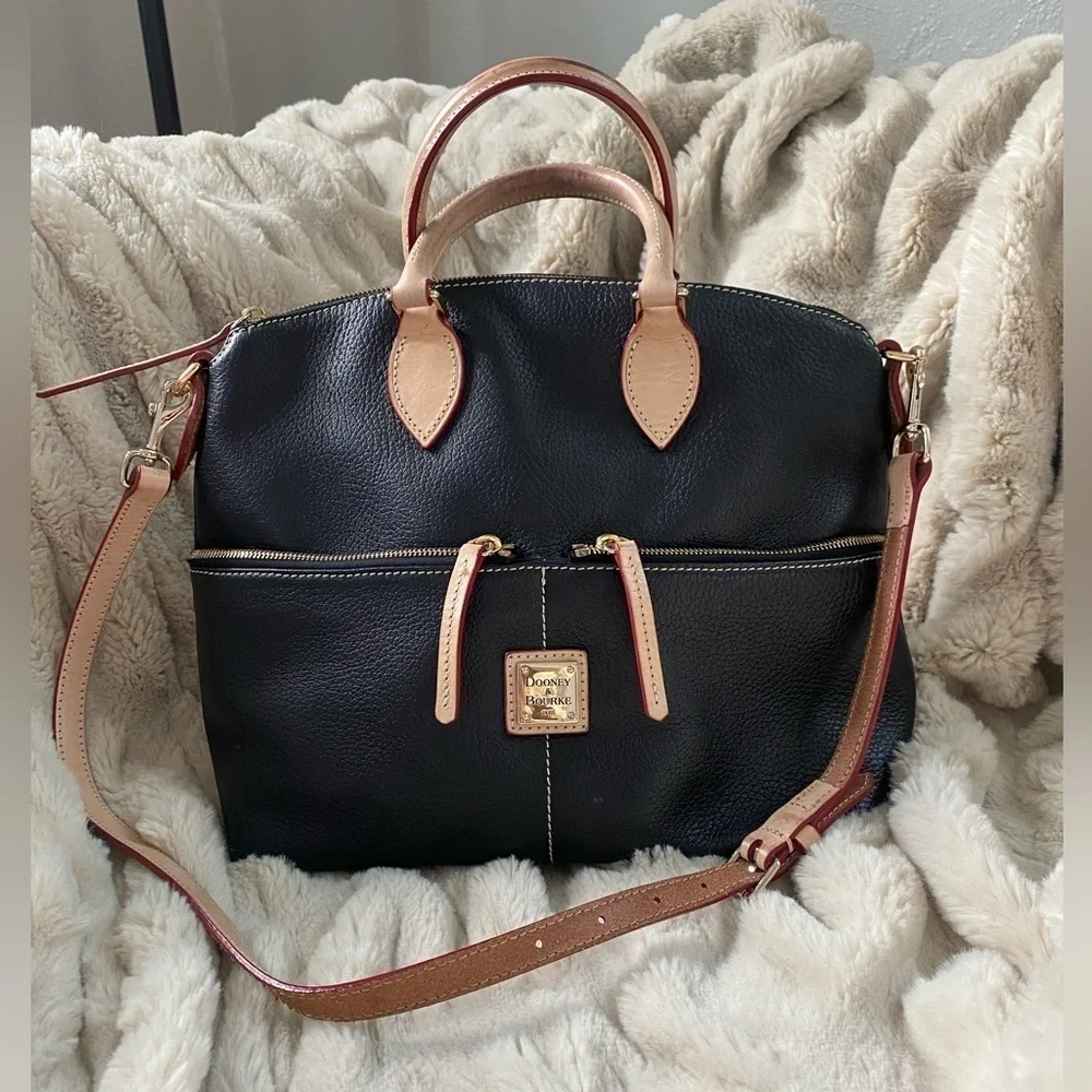 Dooney & Bourke Dillen Double Pocket Satchel Black & Tan